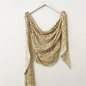 NWT FOR LOVE & LEMONS Harper Draped Corset Top Yellow Floral Small S
